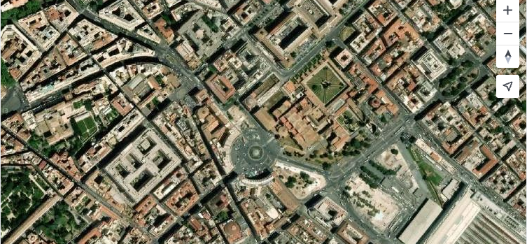 Satellite aerial view of Rome, Italy shown as a MapTiler SDK basemap style.
