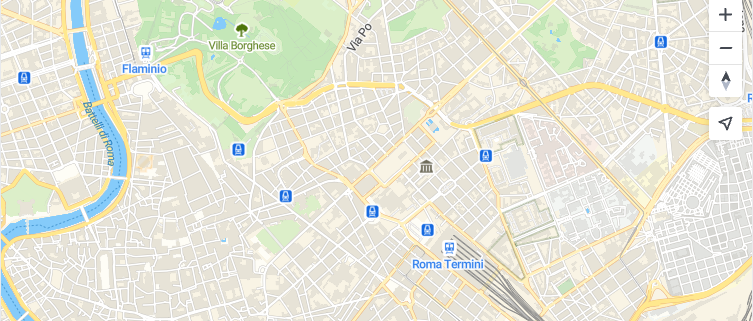 Rome map set up to demonstrate custom HTML and SVG markers with MapTiler SDK.